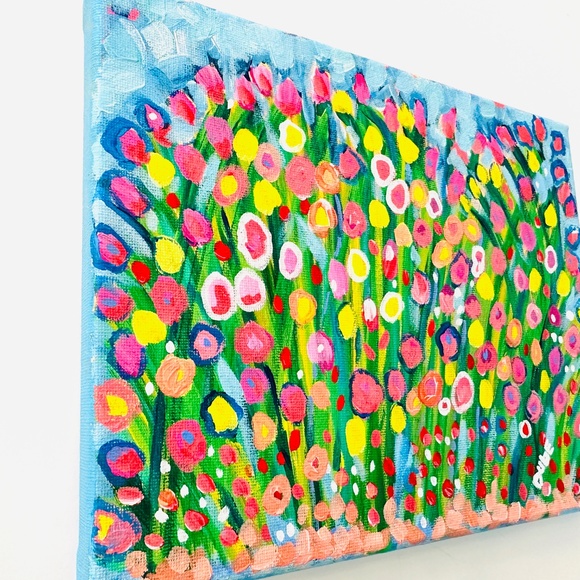 Original Painting Abstract Collectible Wildflowers 8" x 10" Canvas One-of-a-Kind - Picture 3 of 5